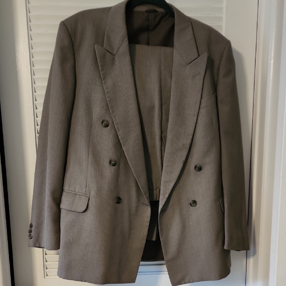Vintage Piko Irmen Men's Taupe Double-Breasted Suit